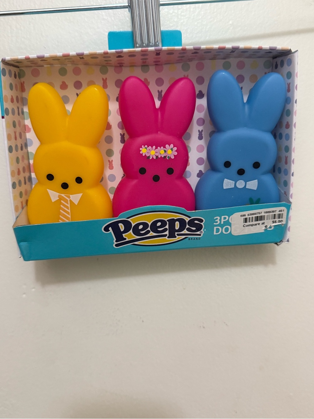 Peeps 3-Piece Bunny Dog Toys— Yellow, Pink, Blue